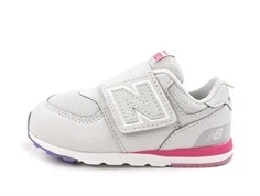 New Balance gray matter/signal pink 574 sneaker